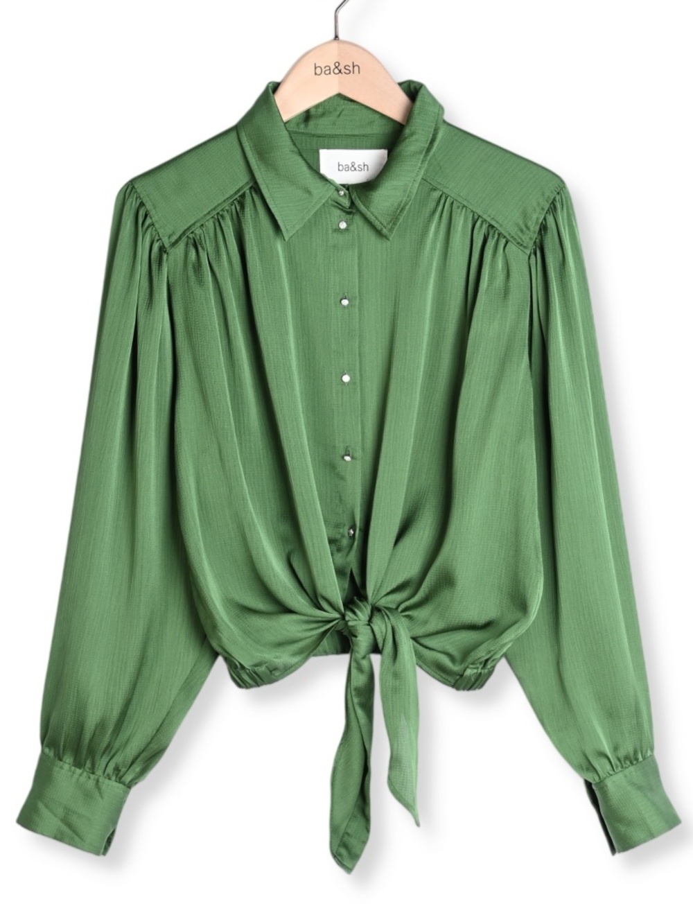 Ba&Sh Féria Tie Shirt in Vert - Picture 8 of 11